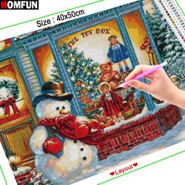 Homfun Diamond Painting Full Square / Round Drill 5d DIY "Christmas Snowman" Daimond Embroderie Rigice Cross Stitch Decor