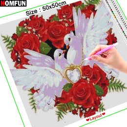 Homfun Diamond Painting "Dove Love Rose" Cross Stitch PHOTO PHOTO PHOTO PHOTO PHOTO PLIME DE DIAMMERIE CHARGE CHARGE DROOD HOME DÉCOR