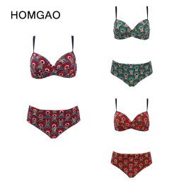 Homgao Sexy en v-cañón en v bikinis 2022 Nuevo traje de baño Mujeres traje de baño de traje de trajes estampado femenino