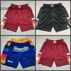 Homme sport loisirs basket football badminton rugby Nuggets All Broded Zip Pocket Pants Basketball Brodé Short Just Don