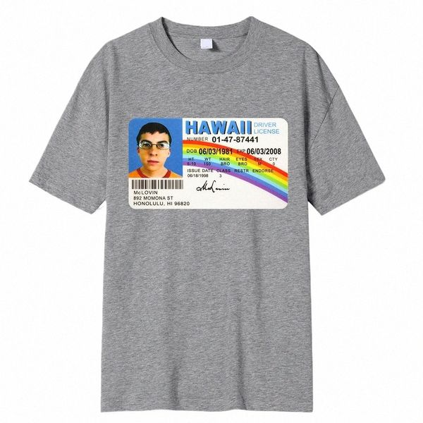 homme t-shirt été hommes t-shirt Mclovin carte d'identité Superbad Geek hommes Cott t-shirt unisexe t-shirt adolescents Cool doux vêtements b5HK #