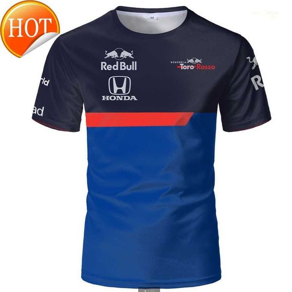 Honda camiseta negra y azul New Bull Team Same para hombre Camiseta de manga corta con cuello redondo motocicleta de carretera