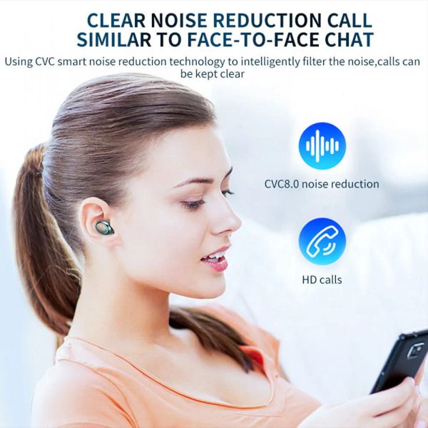 Hones Bluetooth V 5.0 Écouteurs Microphone Sport LED Affichage numérique de la puissance Casque Réduction du bruit Empreintes digitales Casque tactile pour cellule YU99