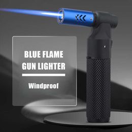 Pistolet honnête fort coupe-vent flamme bleue réglage du cigare vaporisateur 1300 ° Camping en plein air élégant torche briquet Gadgets U0EB