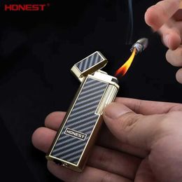 Honnête nouveau métal Vintage pas de briquet à gaz meule allumage Oblique feu conception flamme nue extérieur Portable cigare