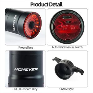 Honever Bicicleta trasera trasera de freno inteligente MTB Road Bike impermeable Ciclismo Electric Scooter Safety Turra Turra