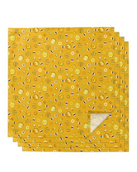 Honey Bees Life Pattern Square Napkins For Party Wedding Decor Tae Tae Tae Kitchen Kitchen Dinner Table Napkins