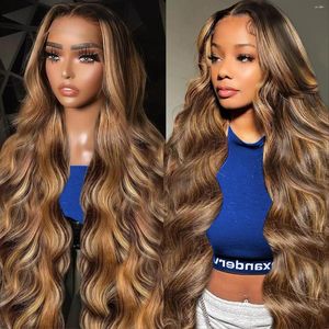 Honey Blonde 360 Lace Front Wig Hair Human 4/27 Sights Ombre Body Wave Colored Wigs for Women Brésilien Remy
