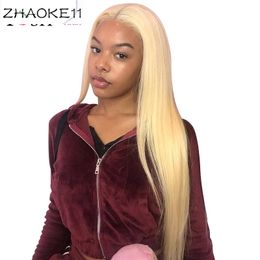 Honey Blonde Couleur Remy Brésilienne Droite Lace Front Perruque de Cheveux Humains 8 - 28 pouces 1B 613 Ombre Frontale Perruques pour les Femmes Noires