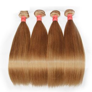 Honing Blonde Menselijk Haar Weeft Bundels Kleur 27 # Braziliaanse Peruviaanse Maleisische Indiase Russische rechte Maagd Remy Hair Extensions Grade 8A