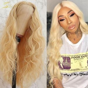 Perruque Lace Front Wig brésilienne naturelle, cheveux naturels, Loose Deep Wave, blond miel, 13x6, Transparent HD, pre-plucked, complète