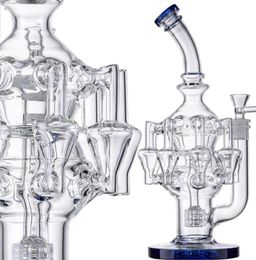 Bongs voor roken accessoires Tornado Perk Glass Water Blue bong pijp hookahs Recycler Glass Bong Free Curved Nail Bucket Hand Oil Rigs