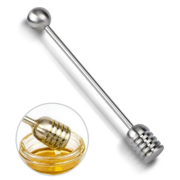 Cuillère à mesurer au miel en acier inoxydable poignée droite louche en métal bâton de miel cuisine cuisson outil de mesure G0530