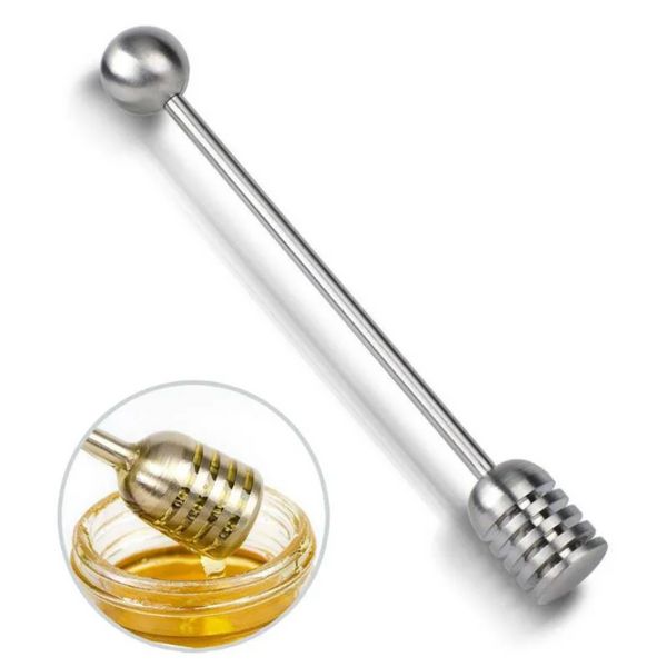 Cuillère à mesurer au miel en acier inoxydable poignée droite louche en métal bâton de miel cuisine cuisine outil de mesure E0531