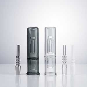 CSYC NC014 Rookset Dab Straw Pro Verticale Vaporizer Mondstuk Stem Glazen Bubbler met 14 mm Titanium Quartz Nail voor waterpijp Booreilanden Glazen Bong