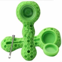 Honeybee design Portable Silicone Smoking Pipes Hookah Mini Tobacco Hand Pipe Dab Oil Rig Bong dab nail shisha smoking water pipe3414373