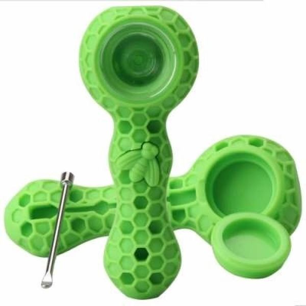 Honeybee design Portable Silicone Smoking Pipes Hookah Mini Tobacco Hand Pipe Dab Oil Rig Bong dab nail shisha smoking water pipe3414373