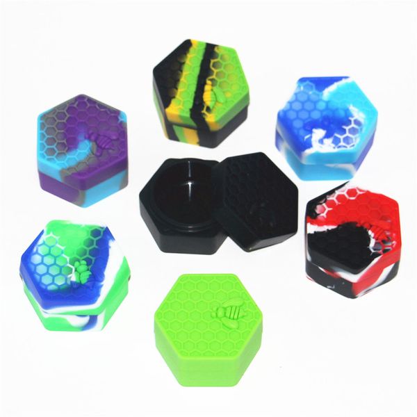 Honeybee Hexagon Silicone Container Bocs Silicone Conteners Boîtes pour l'huile Cumble Honey Wax Silicon Bot Dat Storage