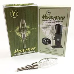 kits de paille Honeybird avec pointe de quartz mini tuyau en verre plate-forme pétrolière concentré mini bong d'eau en verre