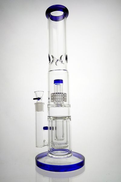 Bongs de panal Perc Bong Bong de vidrio Tubería de agua Tubos de burbujeador Cúpula Perc Fumar Bong Tubo recto embriagador Tubería de agua Base redonda resistente