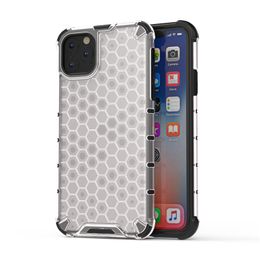 Cas de téléphone d'armure hybride en nid d'abeille clair antichoc PC TPU couverture arrière de téléphone dur pour iPhone 14 Plus 13 12 Mini 11 Pro XS MAX XR 6 7 8 Plus SE 2022 Samsung S10 Note 10 A10S