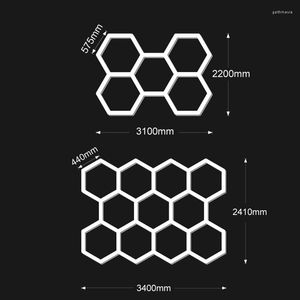 Luz Led tipo panal para garaje, lámpara hexagonal, tubo de 110V-240V, iluminación de techo para taller de reparación de carrocería de coche