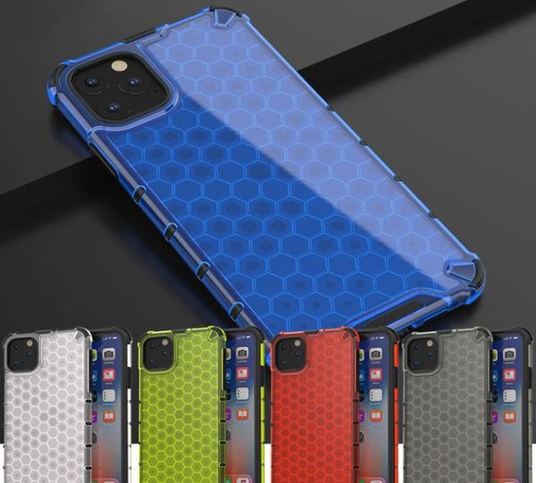 Funda de armadura híbrida resistente de panal para iPhone 11 Pro Max 2019 XS Max XR XS X 8 7 6s 6 Plus Funda trasera transparente para teléfono NEW5695598