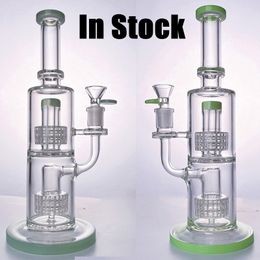 Bong in vetro da 11 pollici Narghilè Mobius Stereo Matrix Perc 5mm Thick Recycler Birdcage Bong con Bowl Rig 4 colori Oil Dab Rigs