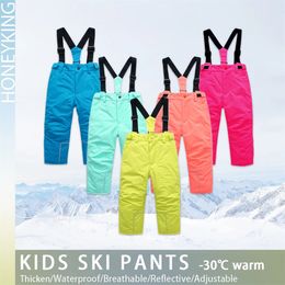 HONEYKING enfants pantalons de Ski hiver extérieur imperméable chaud pantalons de Ski garçons et filles combinaison salopette survêtements enfants pantalons de neige 240226