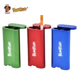 Honeypuff aluminium automatische uitworp dugout aluminium koffer met kleine rookpijp keramische One Hitter draagbare tabak opbergkoffer