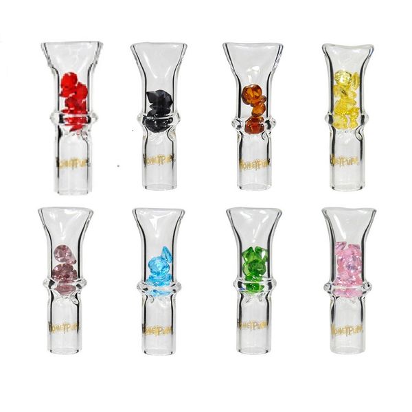 HONEYPUFF Embouts de filtre de bouche en verre avec embout en verre Pyrex de grande taille de 50 mm * 8 mm pour le tabac à rouler les rouleaux de papier à la main Porte-cigarette Accessoires pour fumer