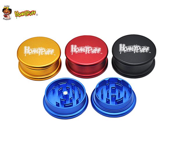 HONEYPUFF nouveauté broyeurs d'herbes en métal 53mm CNC en alliage d'aluminium broyeur d'herbes lame dents noir rouge bleu mélange de couleurs