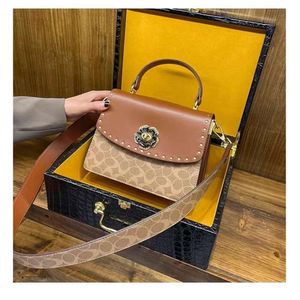 Echt leer uit Hong Kong, nieuwe klassieke luxe Camellia, klein vierkant, veelzijdig, schoudertas, crossbody, handtas voor dames, directe verkoop in de fabriek