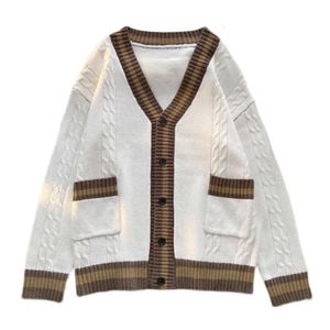 Hong Kong Style Ins gebreid vest heren lente en herfst trendy merk los paar ontwerp, contrasterende kleur jas trui