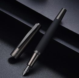 Hongdian 6013 Pluma estilográfica de metal negro Punta EFFBent negra de titanio Clip de tapa negra Pluma de tinta de regalo de oficina de negocios excelente 20129049189