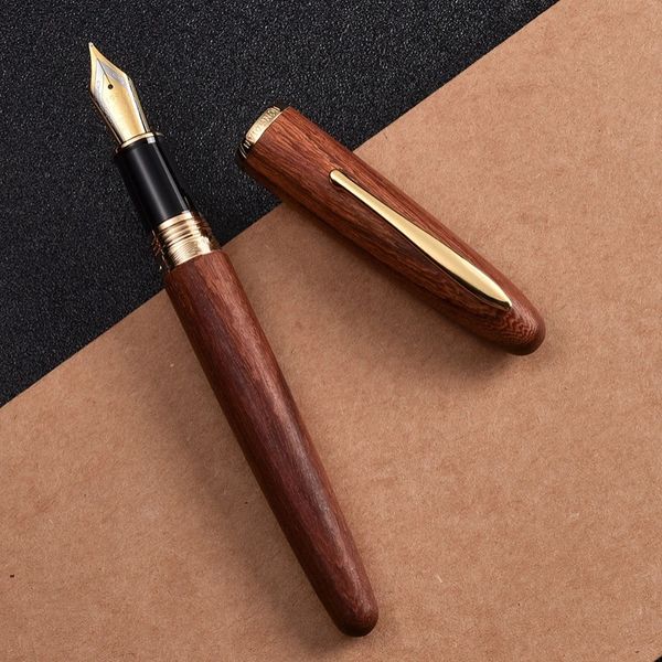 Pluma estilográfica Hongdian 660 de madera Natural EF/F 0,4/0,5mm puntas hechas a mano Júpiter estrella de la suerte hermosos regalos de escritura para oficina de negocios 240110