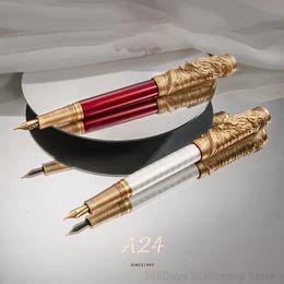 Hongdian A24 stylo plume en métal F/Long couteau 26 # plume Golden Dragon année limitée sculpture cadeau stylo école bureau fournitures d'écriture 240117