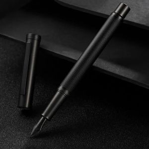 Hongdian Black Forest Metal Fountain Pen negro EF/F/Bent Nib Beautiful Tree Texture Writing Ink Pen para Oficina de Negocios 240417