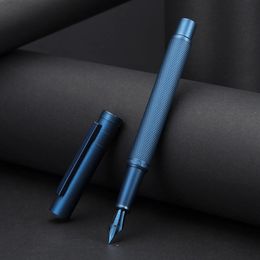 Hongdian Dark Blue Forest Metal Fountain Pen Blue Nib EF/F/Bent Hermoso Tree Texture Excelente Pen de oficina de negocios de escritura 240417