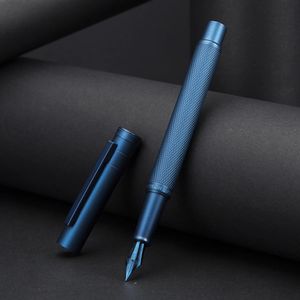 Hongdian stylo plume en métal forêt bleu foncé plume bleue EFFBent belle Texture d'arbre excellente écriture stylo de bureau d'affaires 240119