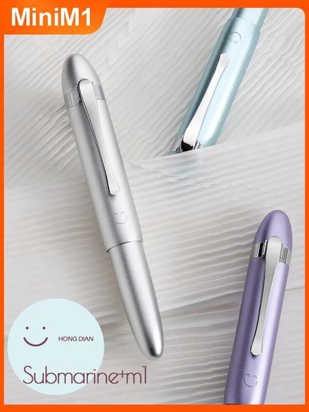 Hongdian M1 Mini stylo plume de poche Portable en métal sourire 26 Nib fournitures de bureau scolaire écriture papeterie cadeau 240319