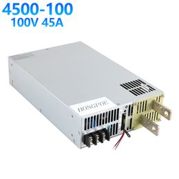 Hongpoe 4500W 45A 100V Alimentation 100V Conducteur pour la bande LED 0-5V Contrôle du signal analogique 0-100V Alimentation réglable SE-4500-100 110VAC / 220VAC / 380VAC Entrée