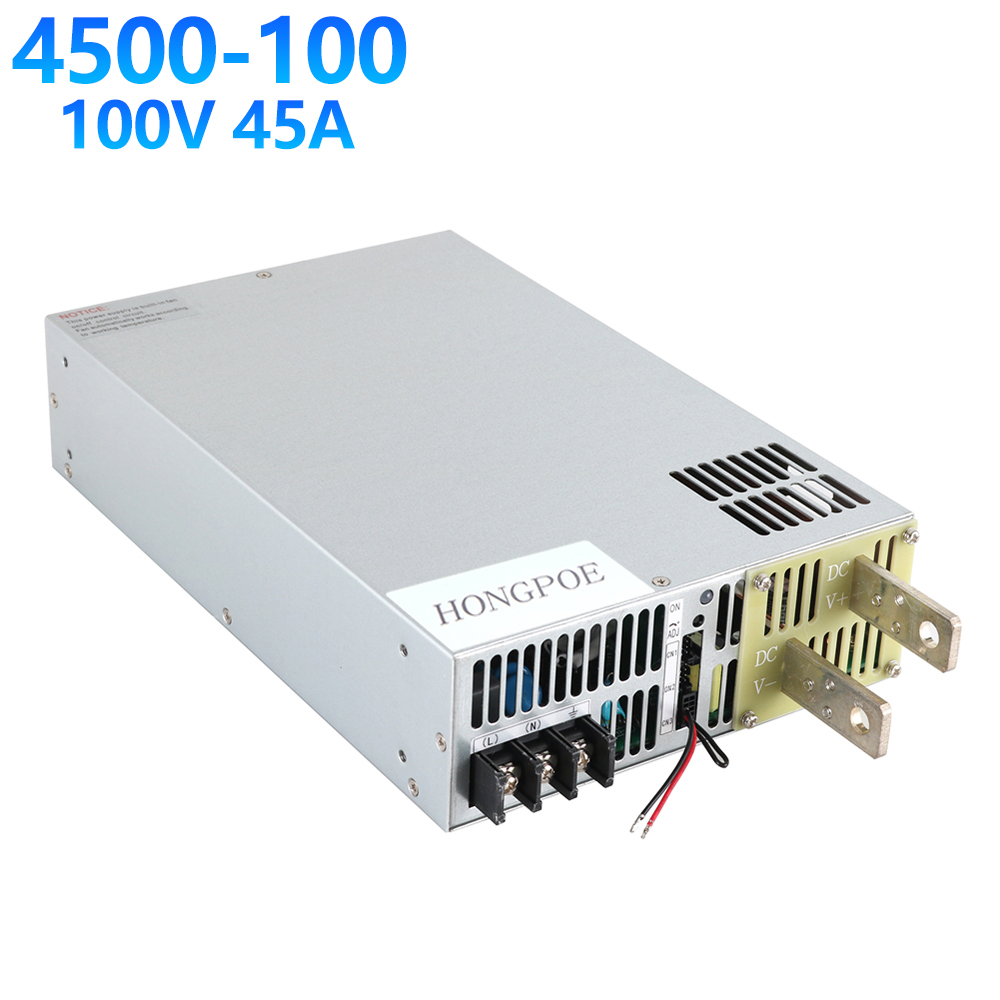 HONGPOE 4500W 45A 100V電源100VドライバーLEDストリップ0-5Vアナログ信号制御0-100V調整可能電源SE-4500-100 110VAC/220VAC/380VAC入力