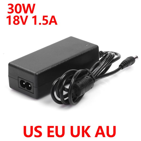 HONGPOE Fuente de alimentación de alta calidad 30W 18V1.5A suficiente potencia Adaptador convertidor AC 100V-240V Adaptador de corriente 18V 1.5A DC 5.5 * 2.1 mm Enchufe EE. UU. Reino Unido UE AU