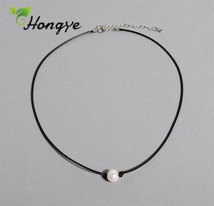 Hongye Colliers de perles naturels pas cher marque Femmes Collier de chaîne de corde Accessoires Femelle Perle Pendant Collier8637627
