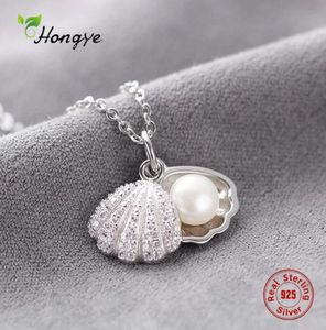 Hongye femmes réel naturel collier de perles d'eau douce 925 pendentifs en argent Sterling collier de coquille de mariage classique bijoux fins MX2001213081