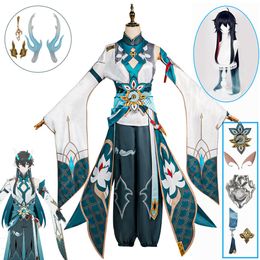 Honkai Star Rail Dan Heng Imbibitor Lunae Cosplay traje Top pantalones pendientes tocado uniforme Halloween carnaval ropa cosplay