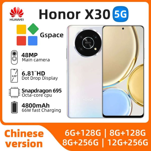 Honor X30 5G Smartphone 6.81inch 120Hz Snapdragon 695 66W Super Charing 4800mAh Android 11 Téléphone mobile Téléphone d'occasion