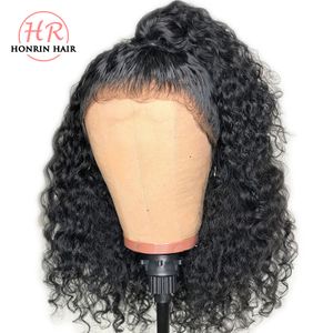 Honrin Hair Deep Curl 13x6 Deep Part Lace Front peluca rizado cabello humano virgen malasio línea de cabello prearrancado 150% densidad sin pegamento
