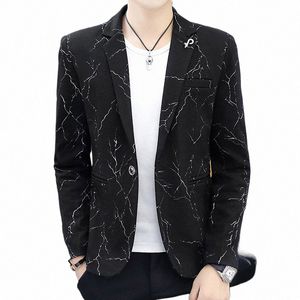 hoo 2023 Hommes tricotés Jacquard Carte Modèle One Butt Blazer Jeunesse Slim Casual Blazer pour hommes S3Jx #